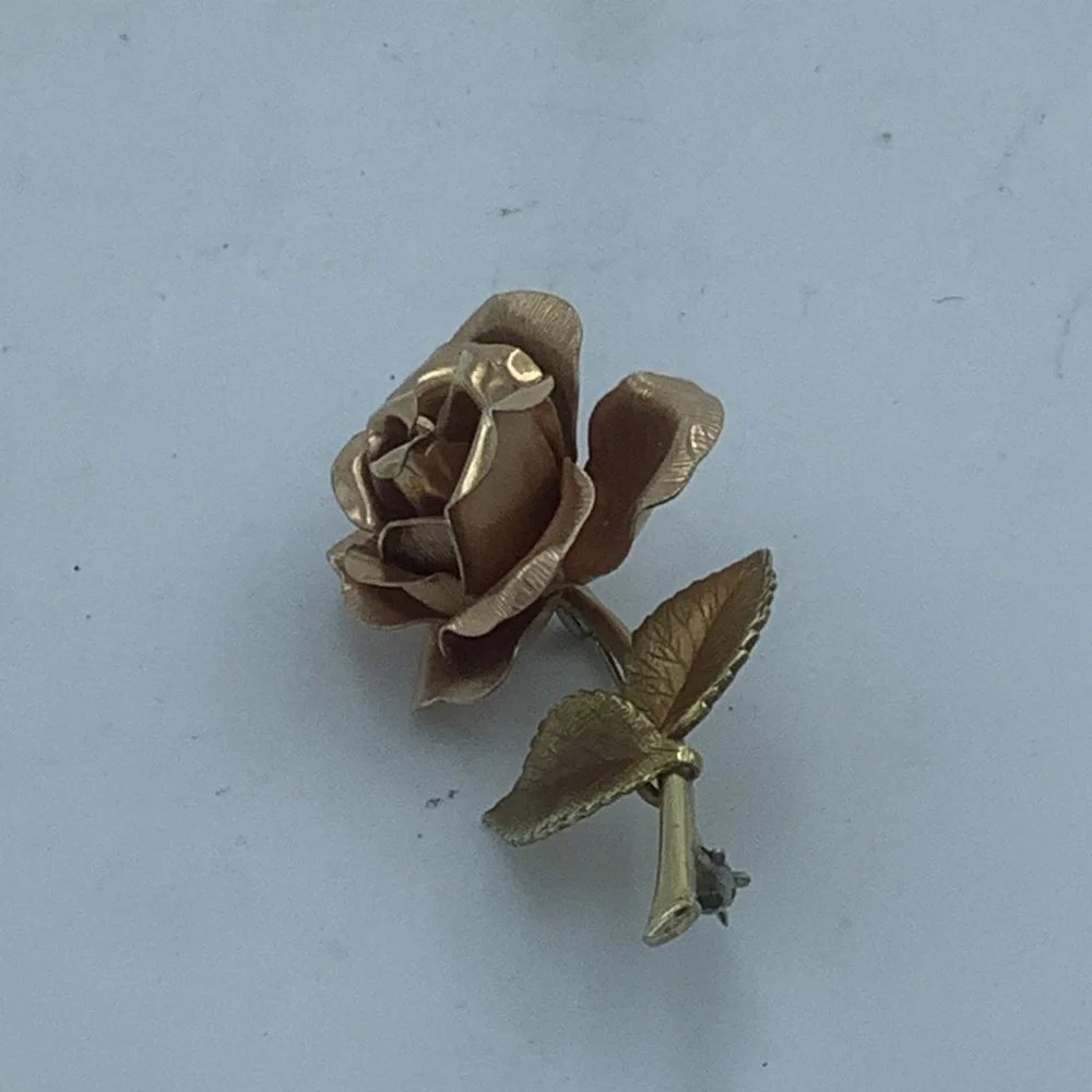 Two Goldtone Rose Brooches